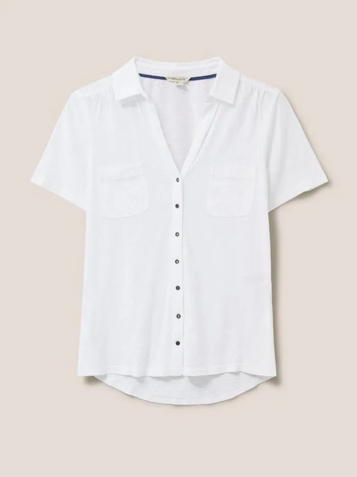 Women Penny Pocket Jersey Shirt Brilliant White White Stuff Shirts and Blouses Women Penny Pocket Jersey Shirt Brilliant White White Stuff Shirts and Blouses