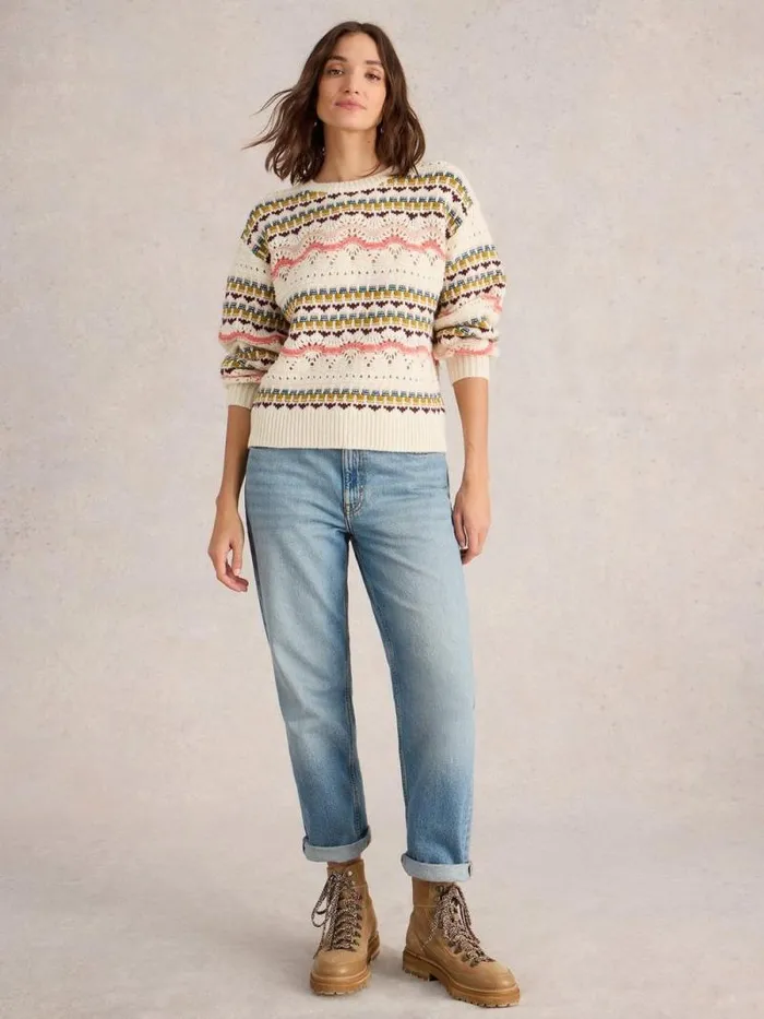 Women PIPER POINTELLE JUMPER White Multi White Stuff Knitwear
