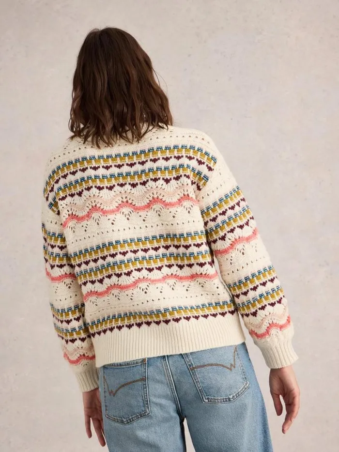 Women PIPER POINTELLE JUMPER White Multi White Stuff Knitwear Women PIPER POINTELLE JUMPER White Multi White Stuff Knitwear