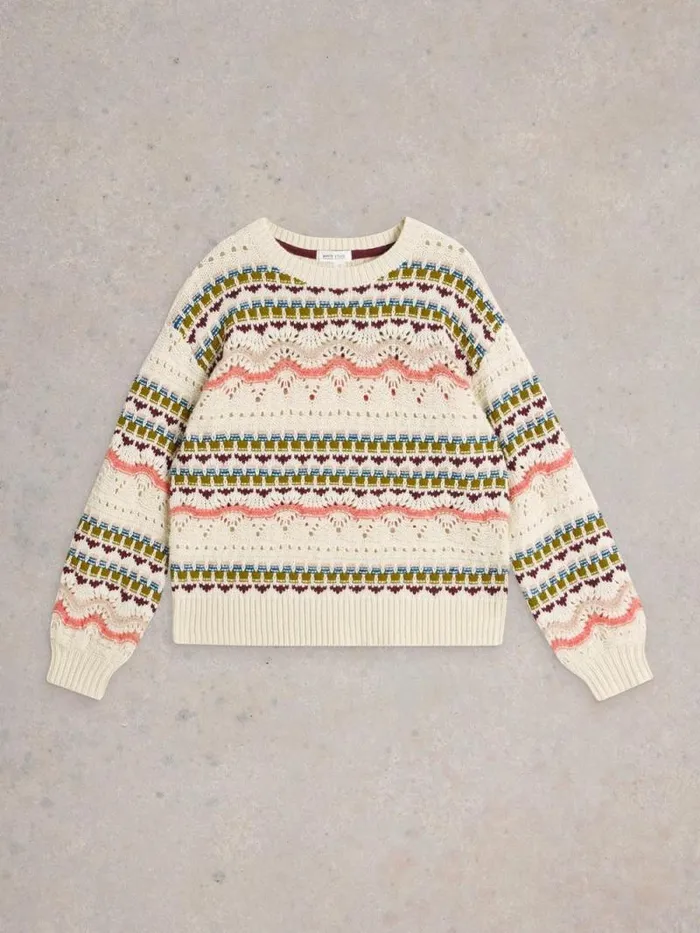 Women PIPER POINTELLE JUMPER White Multi White Stuff Knitwear Women PIPER POINTELLE JUMPER White Multi White Stuff Knitwear
