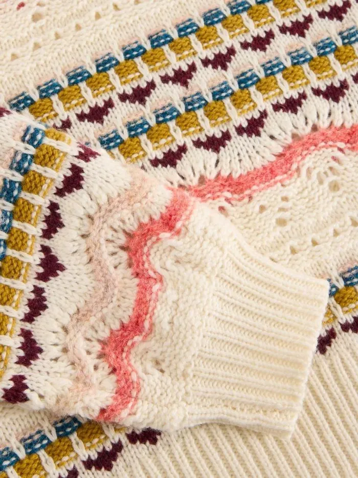 Women PIPER POINTELLE JUMPER White Multi White Stuff Knitwear Women PIPER POINTELLE JUMPER White Multi White Stuff Knitwear
