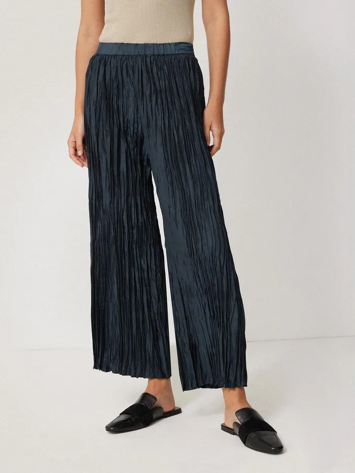 Women Plisse Trouser Navy Jigsaw Party