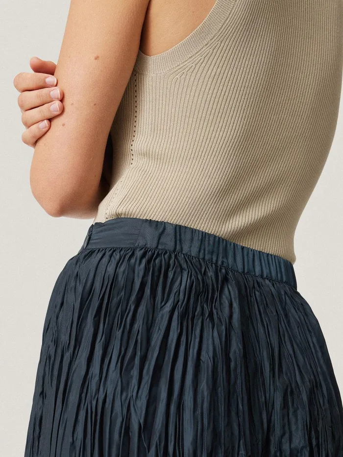 Women Plisse Trouser Navy Jigsaw Party
