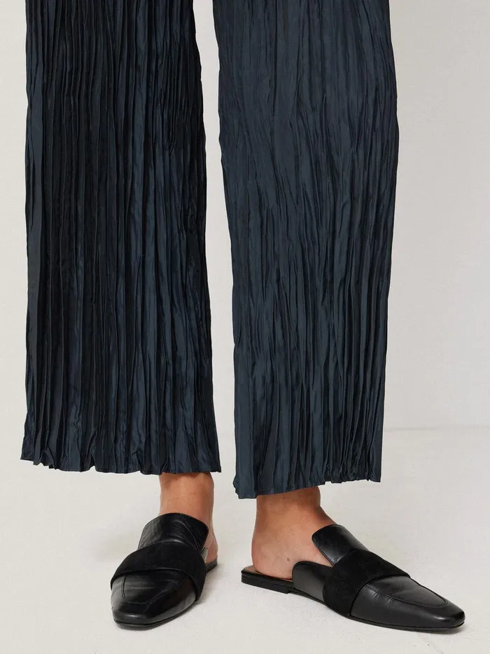 Women Plisse Trouser Navy Jigsaw Party