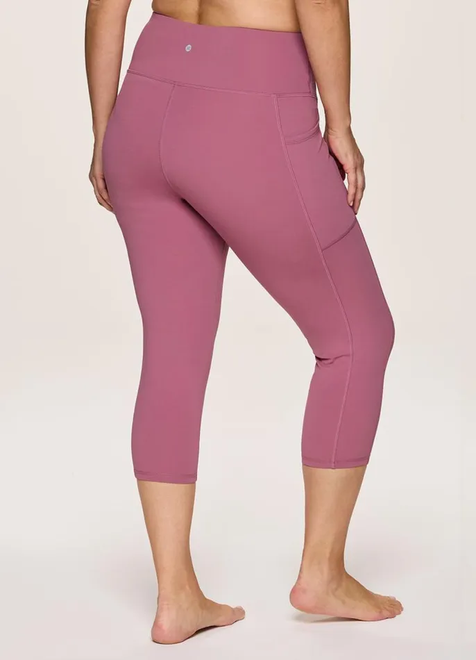 Women Plus Crossover Ultra Hold Capri Dusty Rose RBX Active Leggings