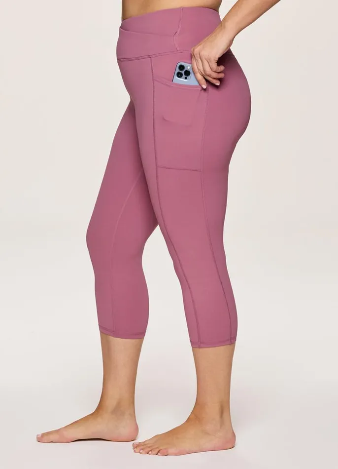 Women Plus Crossover Ultra Hold Capri Dusty Rose RBX Active Leggings
