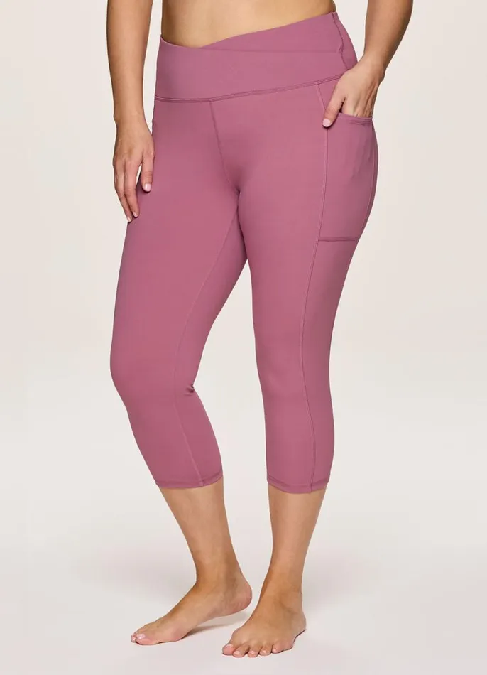 Women Plus Crossover Ultra Hold Capri Dusty Rose RBX Active Leggings