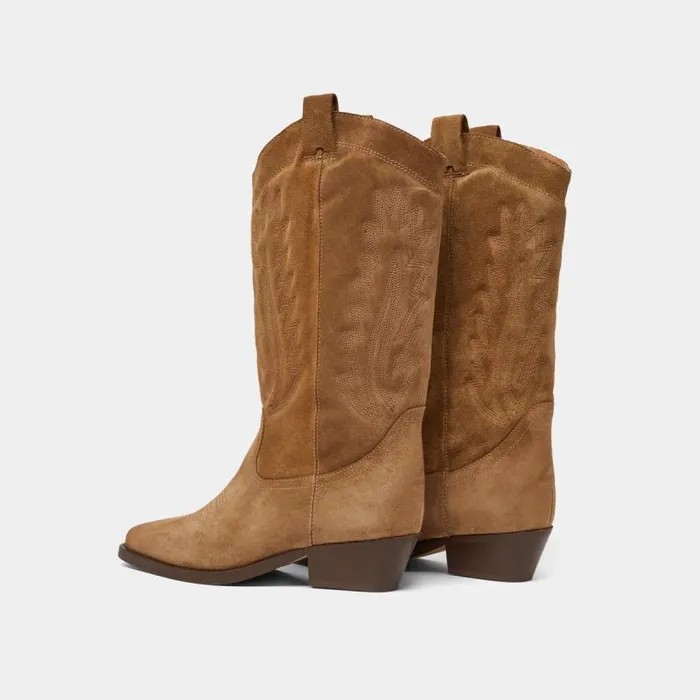 Women Pointedtoe Boots With Visible Stitching Taupe JONAK Boots Thighhigh Boots