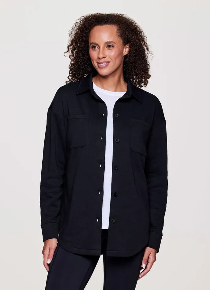 Women Prime Weekend Shirt Jacket Black RBX Active Long Sleeve