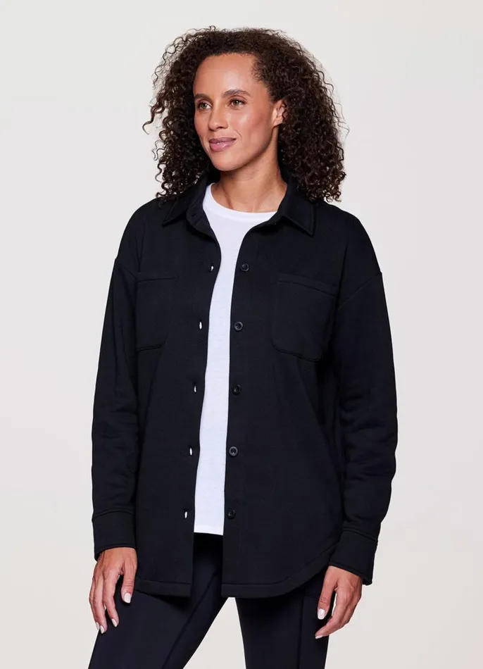 Women Prime Weekend Shirt Jacket Black RBX Active Long Sleeve