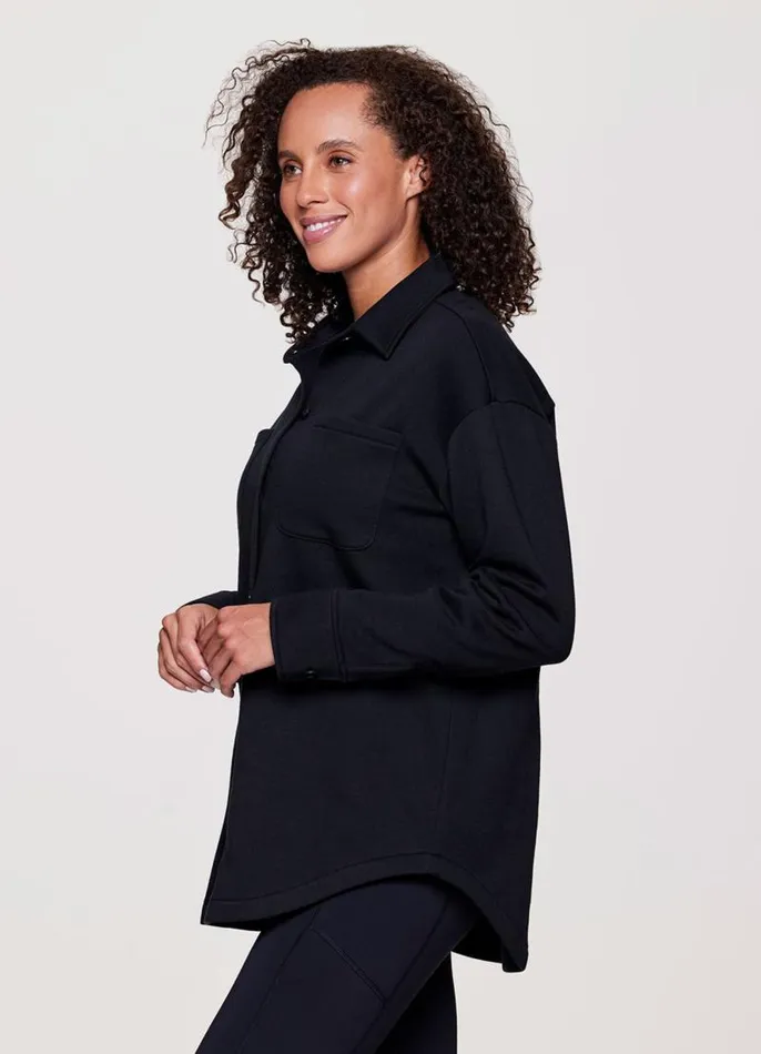 Women Prime Weekend Shirt Jacket Black RBX Active Long Sleeve