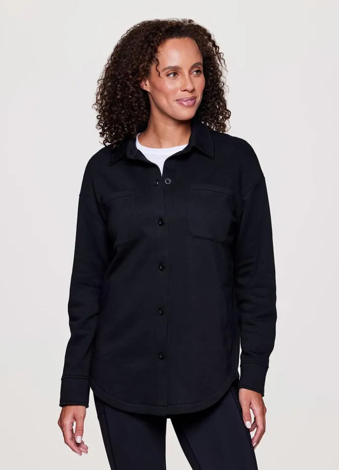 Women Prime Weekend Shirt Jacket Black RBX Active Long Sleeve