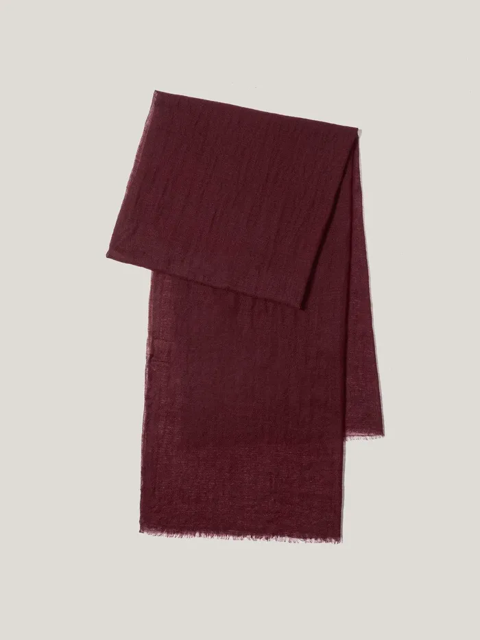 Women Pure Cashmere Gauze Scarf Burgundy Jigsaw Ponchos and Scarves