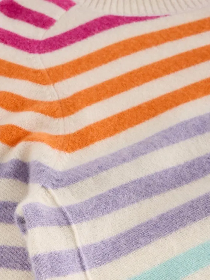 Women RAINBOW STRIPE CREW CASHMERE JUMPER Natural Multi White Stuff Knitwear Women RAINBOW STRIPE CREW CASHMERE JUMPER Natural Multi White Stuff Knitwear