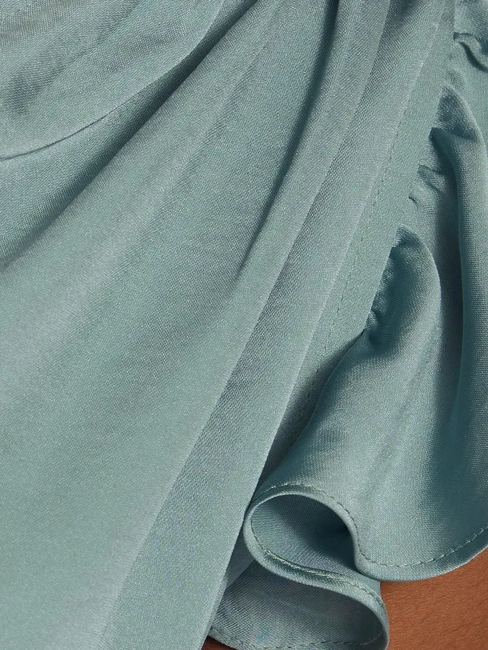 Women Recycled Satin Frill Neck Top Green Jigsaw Shirts and Tops