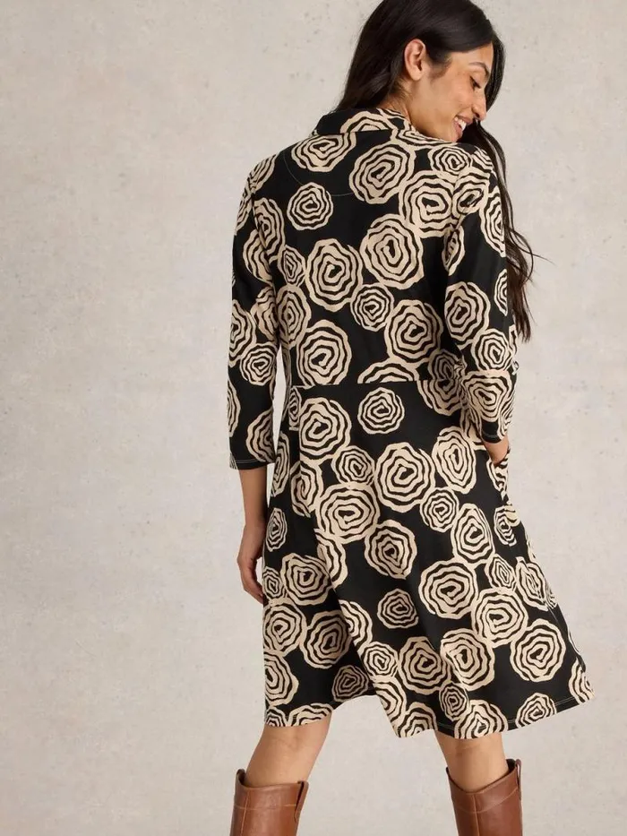 Women Ria Collared Jersey Shirt Dress Black Print White Stuff Dresses Women Ria Collared Jersey Shirt Dress Black Print White Stuff Dresses