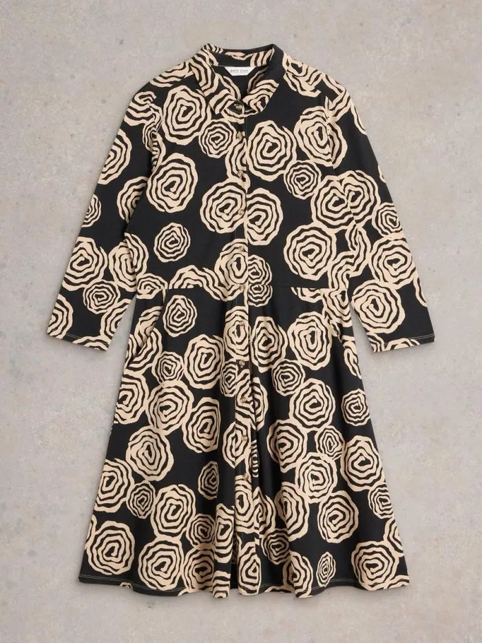 Women Ria Collared Jersey Shirt Dress Black Print White Stuff Dresses Women Ria Collared Jersey Shirt Dress Black Print White Stuff Dresses