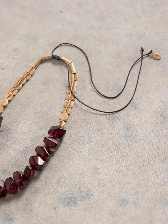 Women ROSE STONE NECKLACE Dk Plum White Stuff Jewellery