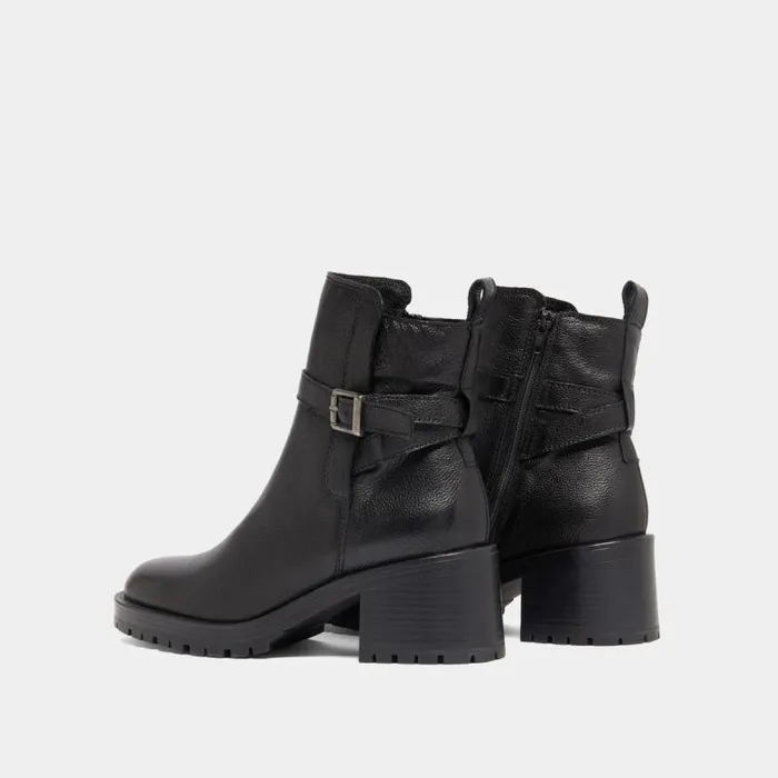 Women Roundtoe Buckle Boots Black JONAK Ankle Boots Lowboots