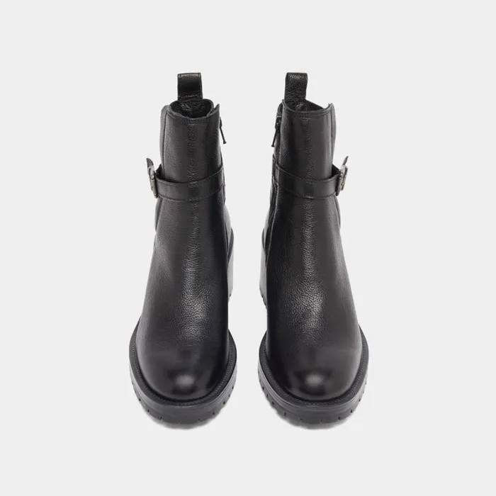 Women Roundtoe Buckle Boots Black JONAK Ankle Boots Lowboots