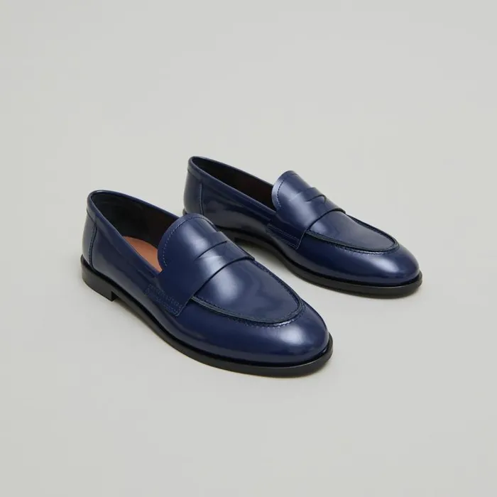 Women Roundtoe Loafers Blue JONAK Loafers