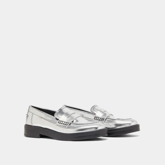 Women Roundtoe Loafers Silver JONAK 60 Years