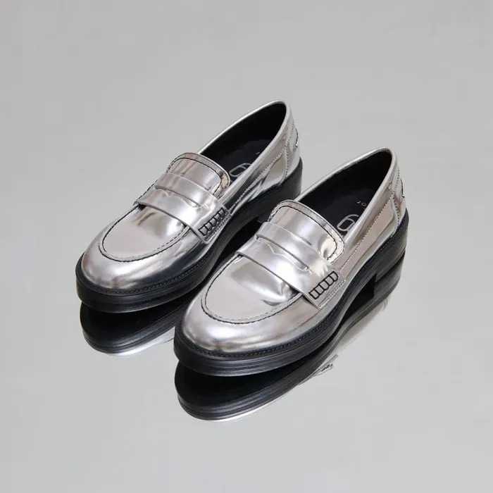 Women Roundtoe Loafers Silver JONAK 60 Years