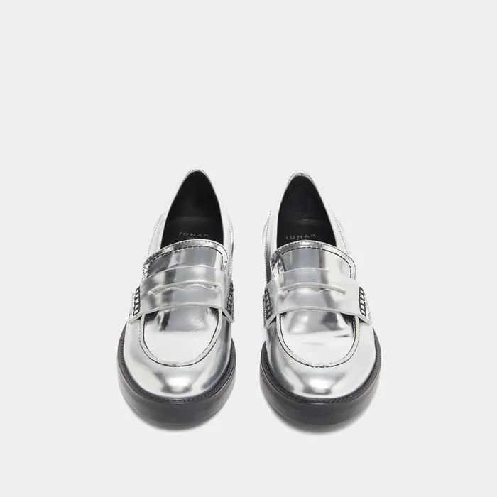 Women Roundtoe Loafers Silver JONAK 60 Years