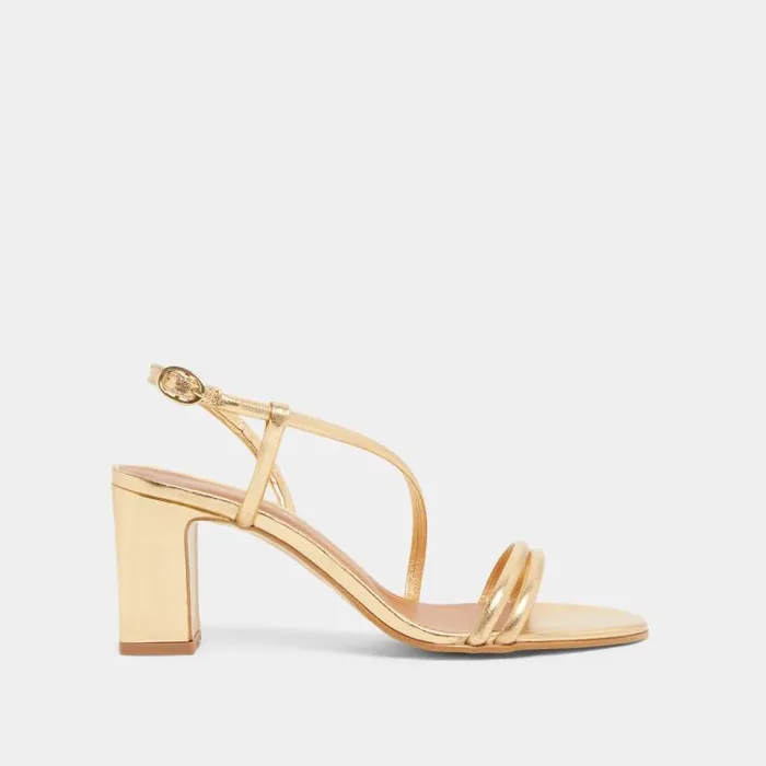 Women Sandals With Heels And Straps Gold JONAK Sandals