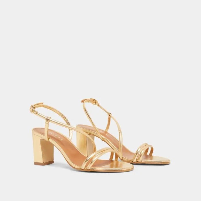 Women Sandals With Heels And Straps Gold JONAK Sandals