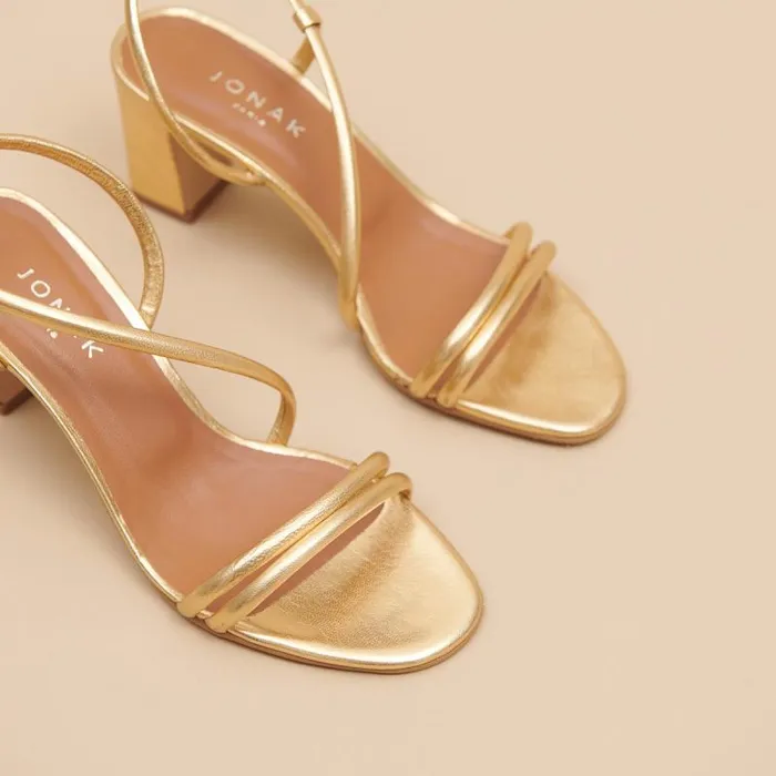 Women Sandals With Heels And Straps Gold JONAK Sandals