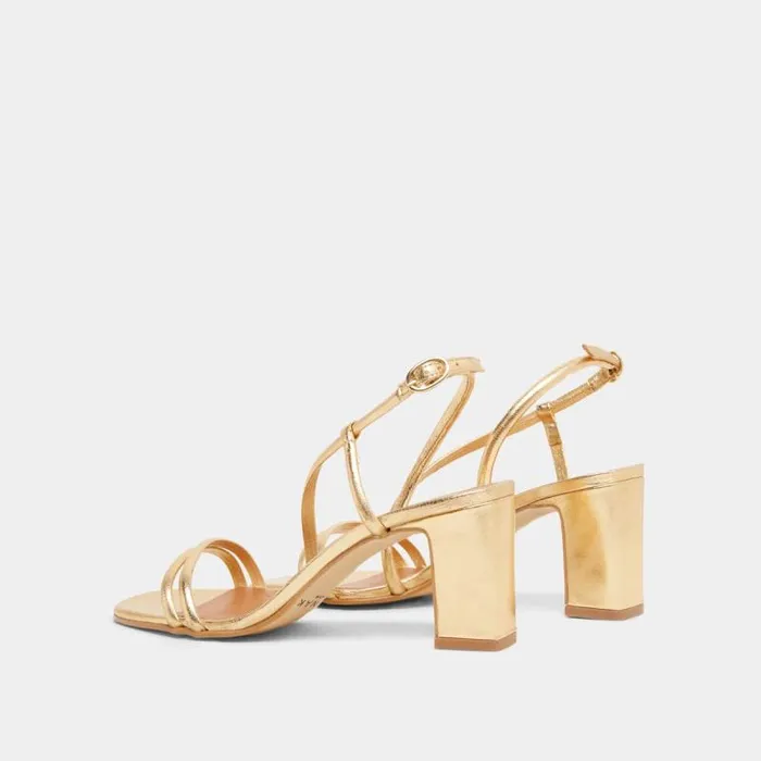 Women Sandals With Heels And Straps Gold JONAK Sandals