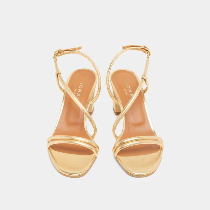 Women Sandals With Heels And Straps Gold JONAK Sandals