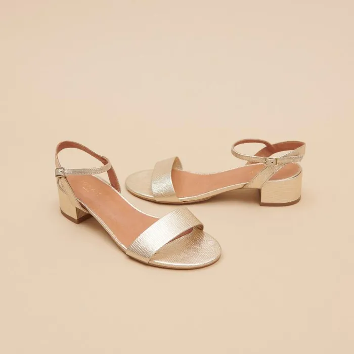 Women Sandals With Square Heel Gold JONAK Sandals