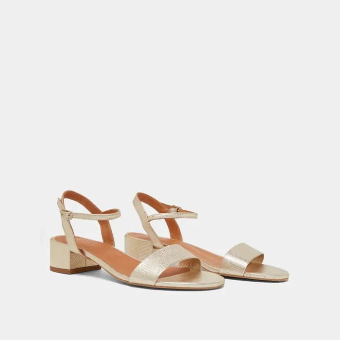 Women Sandals With Square Heel Gold JONAK Sandals
