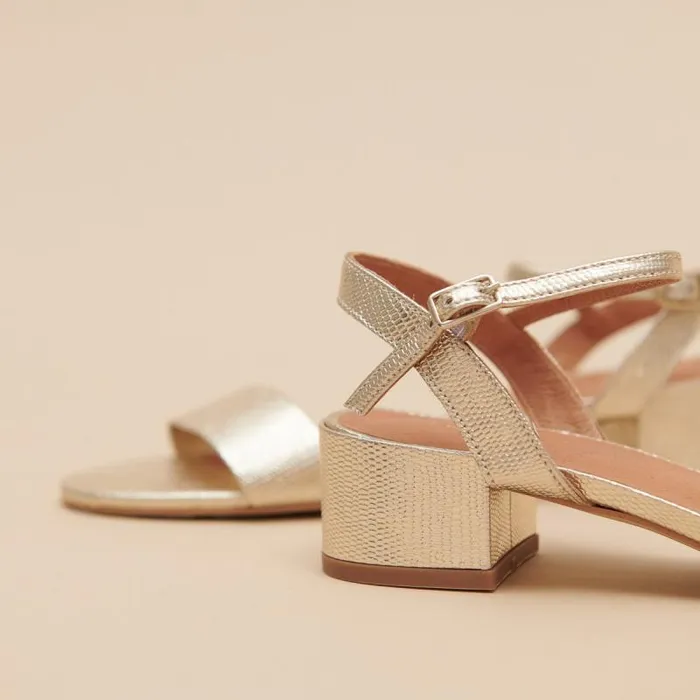 Women Sandals With Square Heel Gold JONAK Sandals