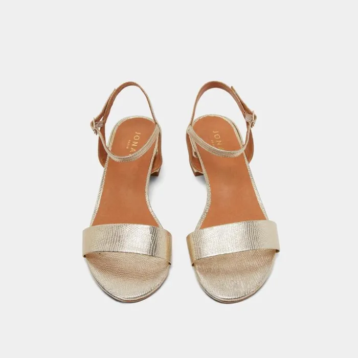 Women Sandals With Square Heel Gold JONAK Sandals
