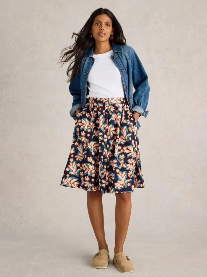 Women Sarah Skirt Navy Print White Stuff Skirts