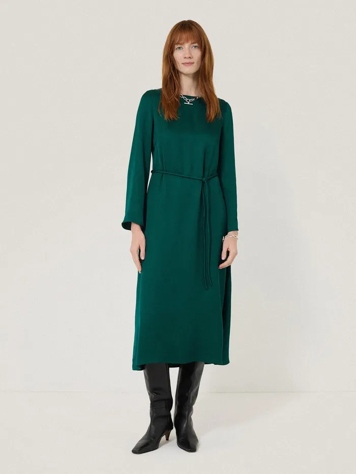 Women Satin Back Crepe Dress Green Jigsaw Dresses and Jumpsuits
