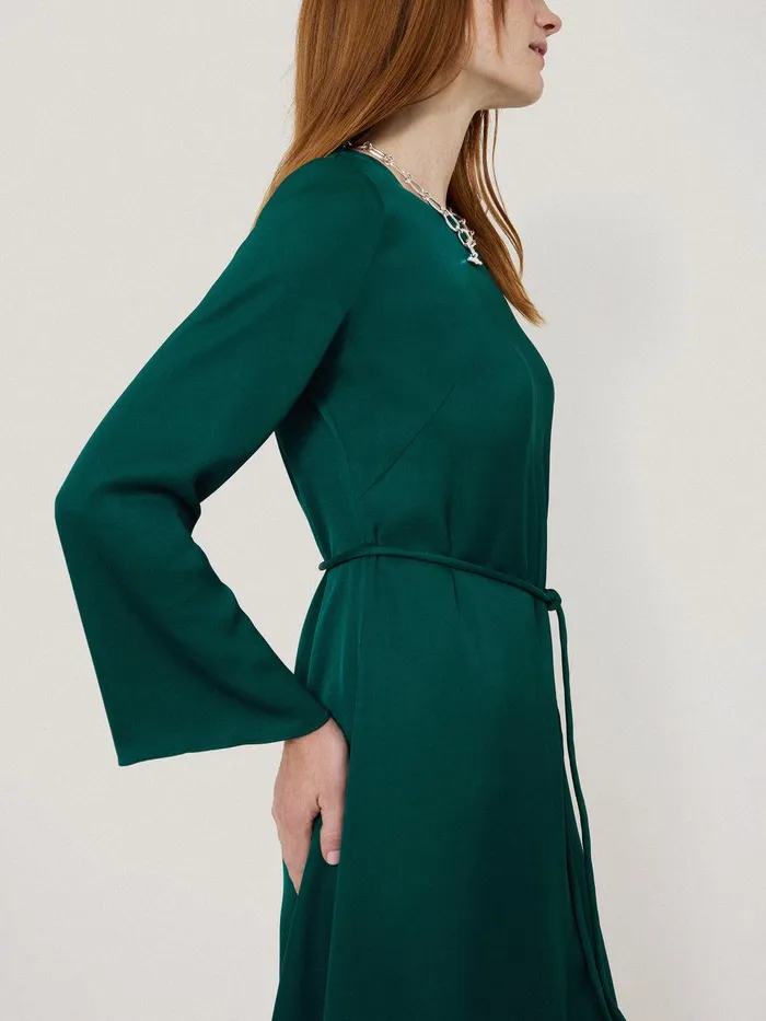Women Satin Back Crepe Dress Green Jigsaw Dresses and Jumpsuits