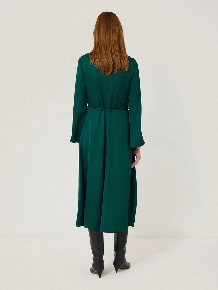 Women Satin Back Crepe Dress Green Jigsaw Dresses and Jumpsuits