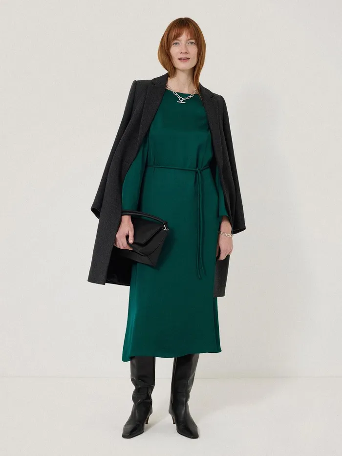Women Satin Back Crepe Dress Green Jigsaw Dresses and Jumpsuits