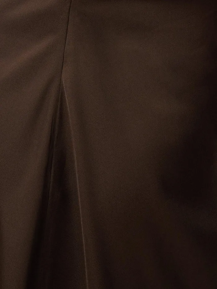 Women Satin Crepe Midi Dress Brown Jigsaw Dresses and Jumpsuits