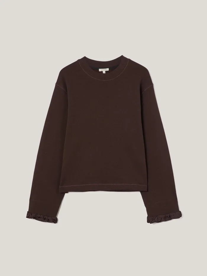 Women Satin Cuff Jersey Sweatshirt Chocolate Jigsaw Pyjamas and Loungewear