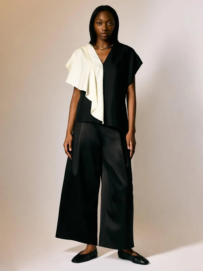 Women Satin Volume Trouser Black Jigsaw Trousers