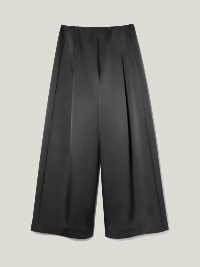 Women Satin Volume Trouser Black Jigsaw Trousers