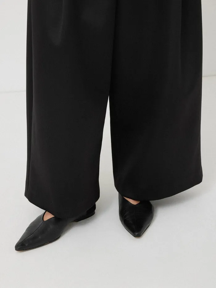 Women Satin Volume Trouser Black Jigsaw Trousers