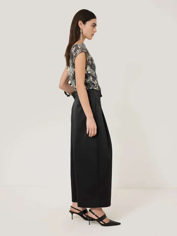 Women Satin Volume Trouser Black Jigsaw Trousers
