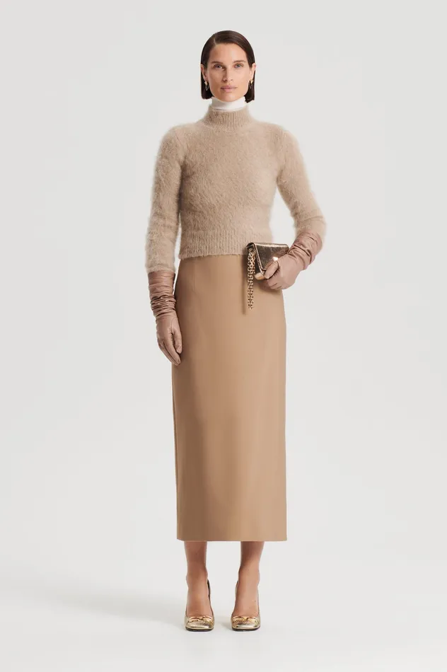 Women Scanlan Theodore BRUSHED MOHAIR SLIM SWEATER NOUGAT Knitwear