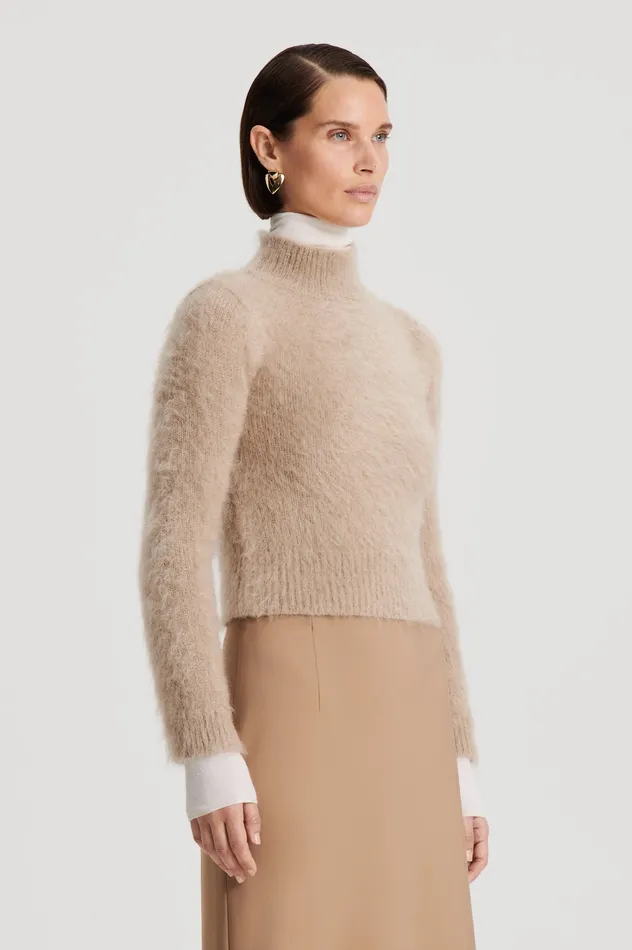 Women Scanlan Theodore BRUSHED MOHAIR SLIM SWEATER NOUGAT Knitwear